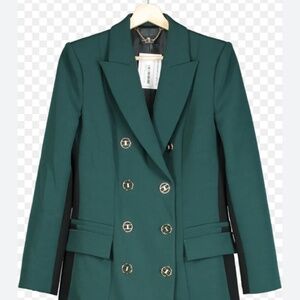 Elisabetta Franchi Green Double-Breasted Blazer Size